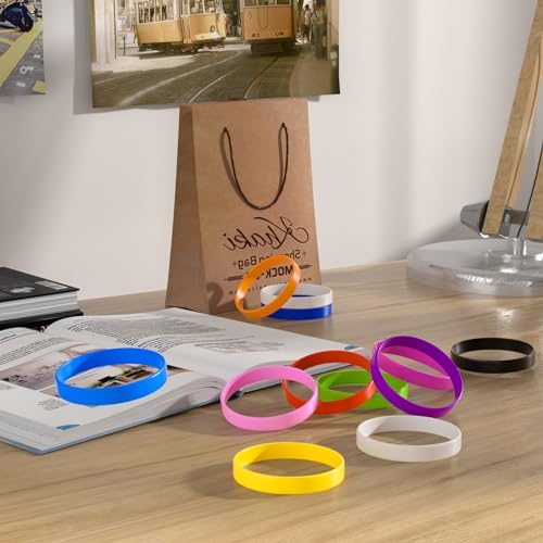 Image of Morcheiong 12 Pieces Silicone Bracelets Solid Color Rubber Wristbands for Adults Teen Party Favors, 12 Colors