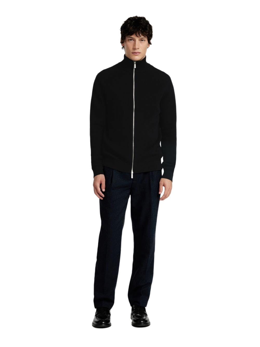 Selected Homme Męska kurtka z dzianiny High Neck z zamkiem błyskawicznym, czarny, L