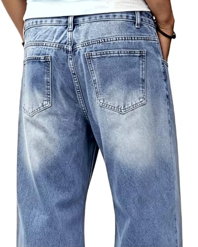 Image of Baggy Jeans for Men Y2K Streetwear Vintage Wide Leg Loose Fit Denim Pants Hip Hop Skater Carpenter Jeans