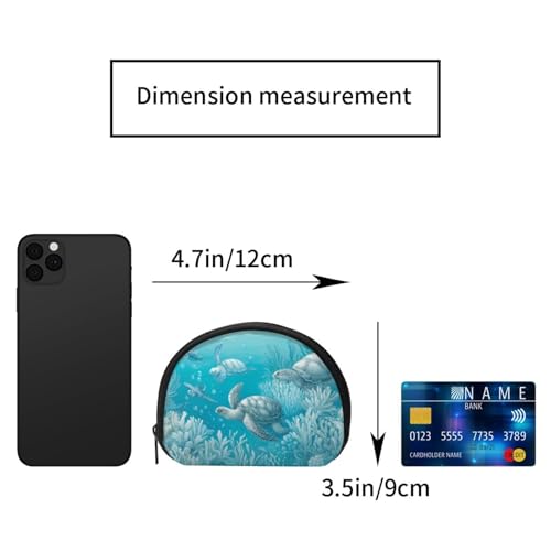 Portable Coin Purse Sea-Turtles-Swimming-In-Water Mini Zippered Money Pouch Card Holder2