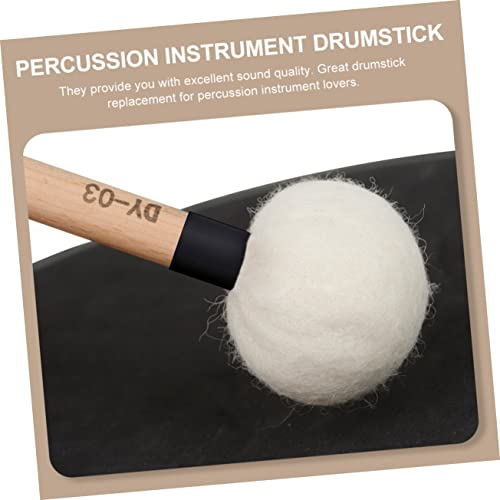 2 piezas de baquetas de tambor con cabeza de fieltro y mango de madera, accesorios de percusión ligeros para timbales y práctica de batería para principiantes y músicos miniatura 2
