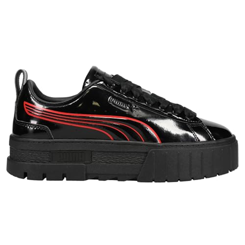PUMA Womens Mayze Catwoman Logo Platform Sneakers Shoes Casual - Black, Red - Size 7 M
