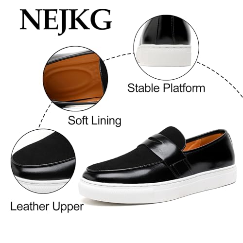 Men’s Fashion Platform Penny Loafers Genuine Leather Suede Comfort Non Slip Walking Slip-On Shoes Business Office Daily Wear3