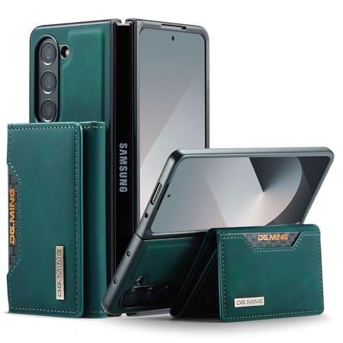 For Galaxy Z Fold 6 �p �P�[�X ������ 2 in 1 Magsafe�Ή��J�[�h�P�[�X�t�� ���U�[ �蒠�^ �T���X�� �M�����N�V�[ Z fold6 �J�o�[ ���z�^ �}�O�Z�[�t�Ή� ���C�����X�[�d�Ή� �X�^���h�@�\ RFID�u���b�L���O �}