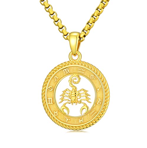 PARYFO Collier avec pendentif 12 signes du zodiaque horoscope pour hommes et femmes oxydé/or pendentif constellations astrologie collier cadeau d'anniversaire unisexe avec chaîne en acier inoxydable
