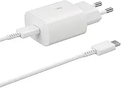 Carregador Celular Rápido Tipo C Com Cabo, Fonte 25W, Carregador Turbo, Contra Sobrecarga, Compátivel Com Iphone e Android (Branco)