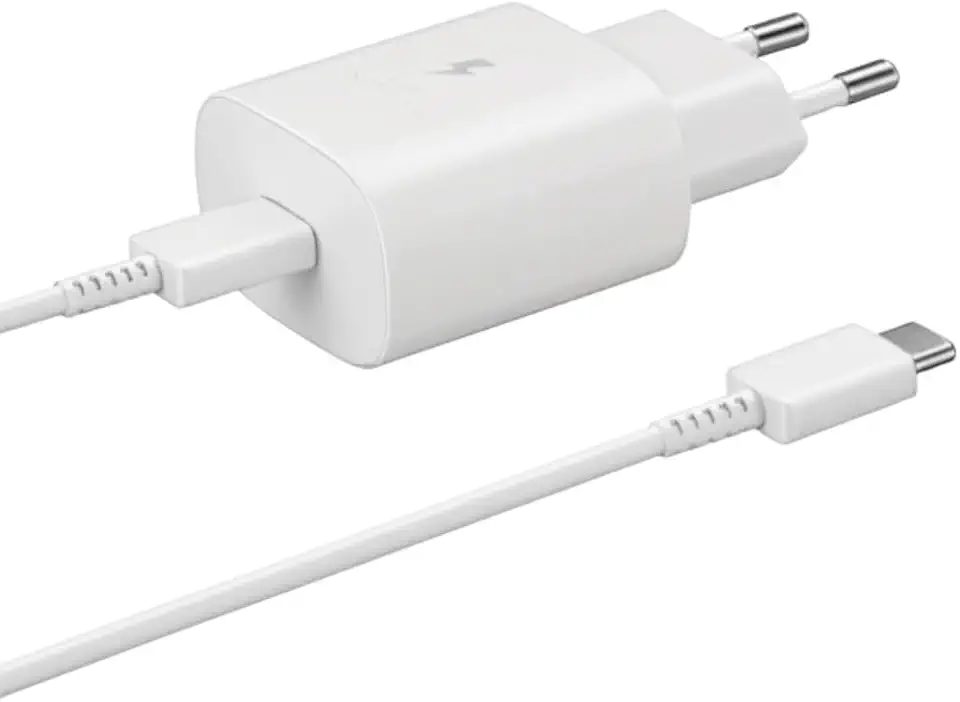 Carregador Celular Rápido Tipo C Com Cabo, Fonte 25W, Carregador Turbo, Contra Sobrecarga, Compátivel Com Iphone e Android (Branco)