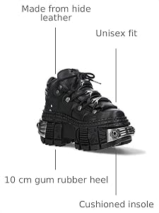 Amazon.com | New Rock Boots WALL106-S10 Mens Metallic Black