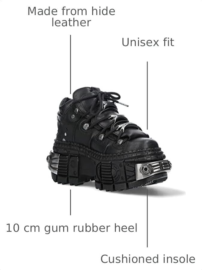 Amazon.com | New Rock Boots WALL106-S10 Mens Metallic Black