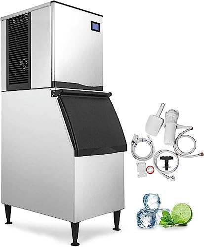 Ice Cube Makers, Commercial Ice Maker 250 KG(550 LBS) Per Day with 140 KG Storage Ice Cube Maker for Bar Home Supermarkets Restaurant