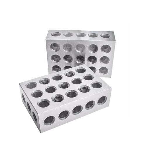 23穴精密25-50-75mmブロック1組(2個)、平行クランプブロックセット、スチールブロック23穴1-2-3インチブロックゲージ 一般測定、工作用(No wrench inch)