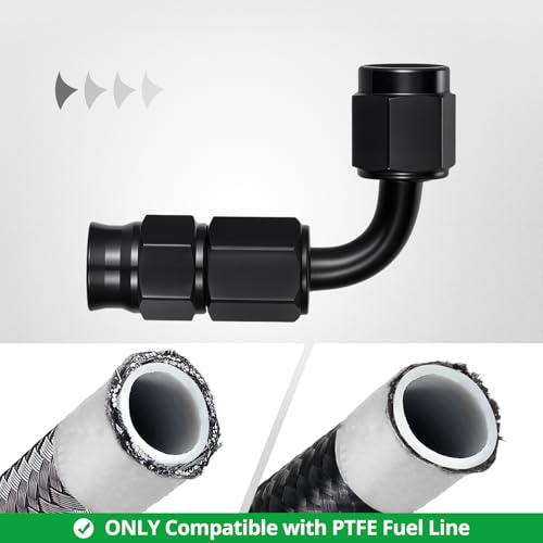 Image of EVIL ENERGY 3AN PTFE Hose End Fitting 90 Degree Black for PTFE Hose Only 4PCS