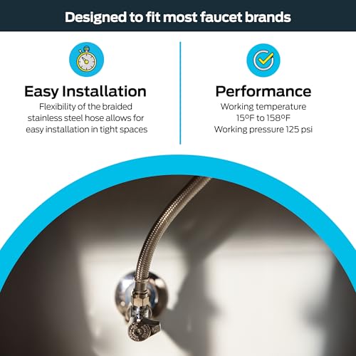 image for Eastman 12 Inch Flexible Faucet Connector Supply Line, 3/8 Inch x 3/8 