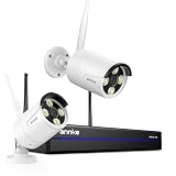 ANNKE 3K WLAN kamera do monitoringu, zestaw zewnętrzny, 16 CH 4K NVR z kamerą WiFi 2 x 3K, w pełni metalowy, 5 GHz/2,4 GHz Wi-Fi, noktowizor, rozpoznawanie osób, 2-drożne audio, nagrywanie 24/7, brak