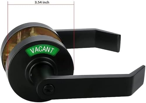 Extra Large Bathroom Privacy Lever Lock With Large Inuse Or Vacant Indicator For Men Women Restroom, Ansi Grade2 Commercial Grade, Perfect For Professional Office Buildings, Right-Hand Door, Black #TOP2