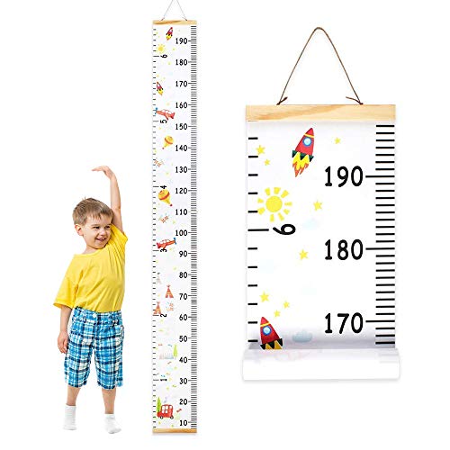 Baby Growth Chart, Children Height Measuring Rulers Canvas Wall Hanging Removable Chart Ruler with 2 Nail for Kids Room Decoration Boys Girls (Colours)