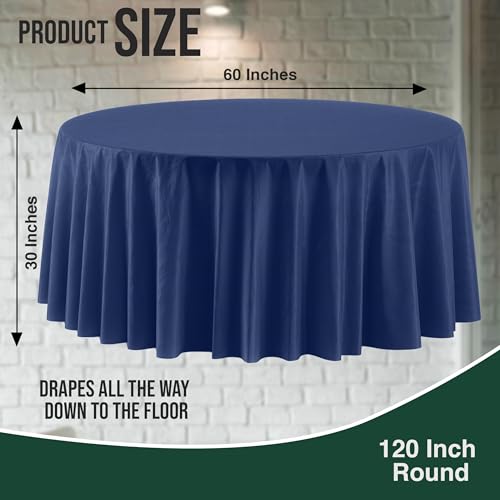 Exquisite Pack of 6 Navy Plastic Table Cloth - Size: 120 Inch Round Disposable Tablecloth for Parties - Ideal for for Birthdays, Parties, Summer & More by Exquisite - Used condition - Image 3
