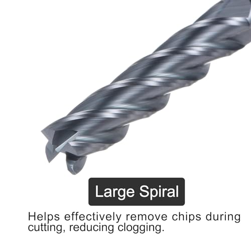 Image of uxcell Carbide Square End Mill, 3 /8 inch Diameter AlTiN Coated 4 Flutes Milling Bit Cutter, for Carbon Steel Alloy Steel Titanium Metal, 3 /8 inch Shank 1-3 /4 inch Cut Length 4 inch Extra Long HRC55