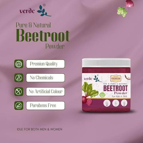 Image of 100% Pure & Natural Beetroot Powder for Face /Hair /Lips - Glowing Skin Facepack + Silky Hair - All Skin Types - (120 GM)