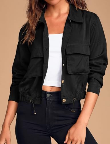 Women's Casual Loose Jacket Military Hunting Style Waisted Jacket Oversized Utility Anorak Coat with Pockets3