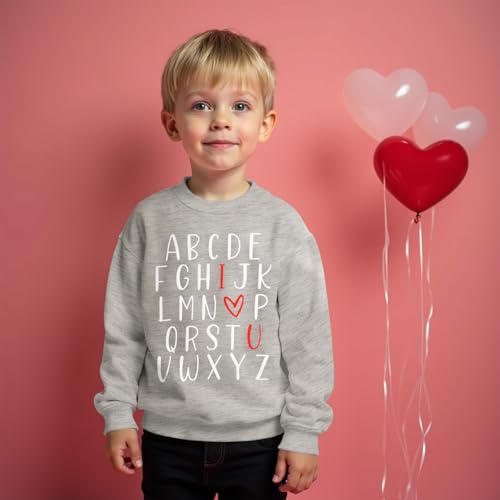Valentines Sweatshirt for Toddler Baby Boy Girl ABC I LOVE U Heart Shirt Holiday Outfit Long Sleeve Tops Clothes3