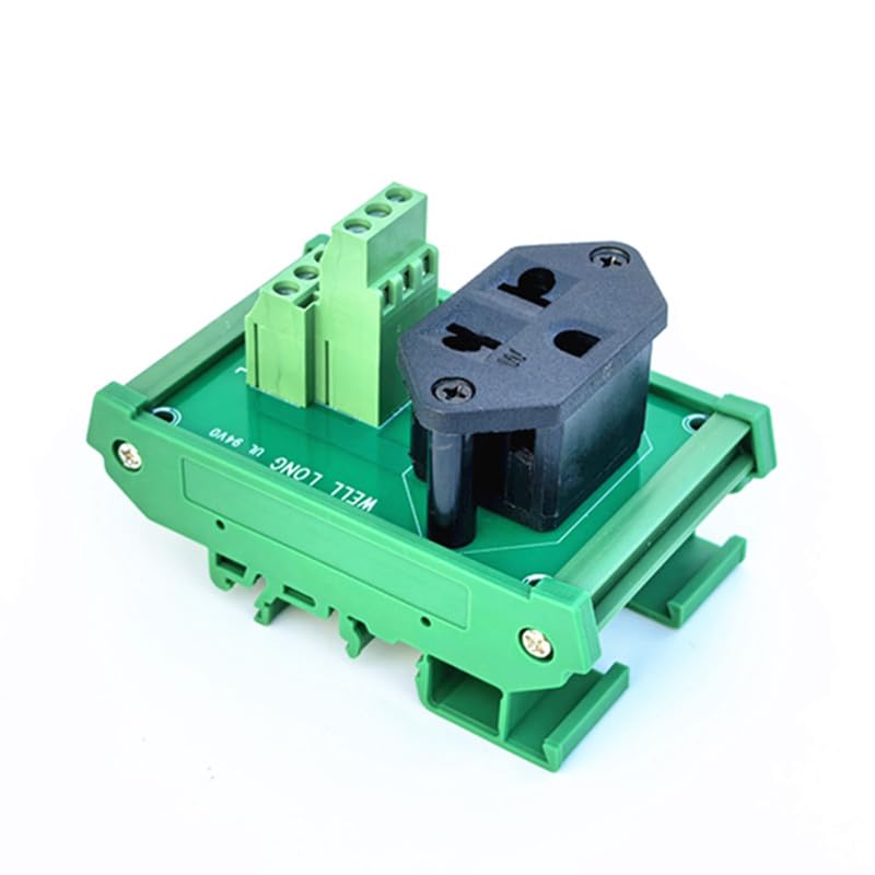 Din Rail Mounted Single Three Prong Grounded AC Outlet Power Module, AC Receptacle, Convenience Outlet.