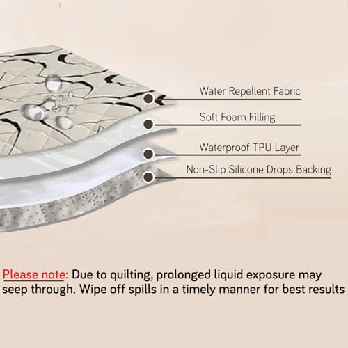 Image of HOKIPO 'Elira Series' Digitally Printed Water Repellent + Waterproof Sofa Armrest Cover with Pockets (2Pcs) - Natural Beige Abstract Art (AR-5251-C4*2)
