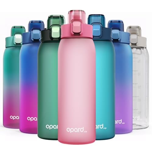 Image of Opard Zip 30oz Plastic Water Bottle Dishwasher Safe, Leakproof Flip-Top Lid, BPA Free Tritan, Wide Mouth Reusable Sports Water Bottle for Gym Hiking Commuting Outdoor Travel and School