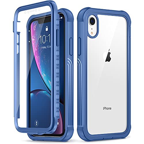 VEGO iPhone XR Full Body Case with Built-in Screen Protector, Clear Military Grade Heavy Duty Protection Cover 360 Degree Shockproof Case Compatible with iPhone XR 6.1 Inch - Blue