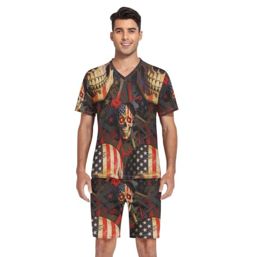 Camisas de pijama para hombre GuoChe que evitan el calor nocturno con estilo de calavera 6