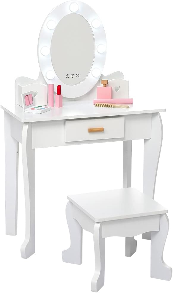 Takywep Kids Vanity with Lighted Mirror Purple