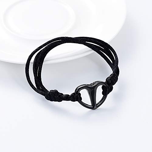 Minicremation Heart Cremation Bracelet For Ashes Adjustable Memorial Urn Bangle For Ashes Of Loved One Keepsake Cremation Jewelry(Black) #TOP5