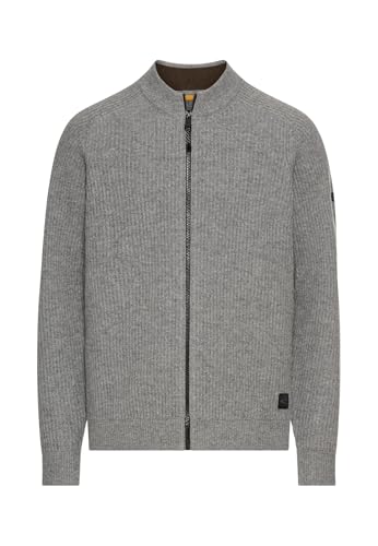 camel active Herren Strickjacke aus Reiner Lammwolle Steingrau, Menswear-XL