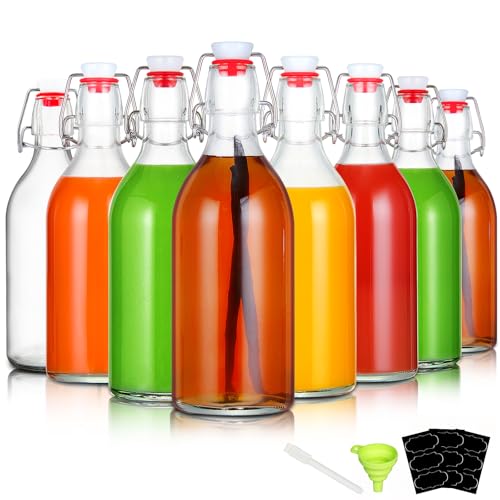 8 Pack Flip Top Glass Bottles 16oz Swing Top Bottle for