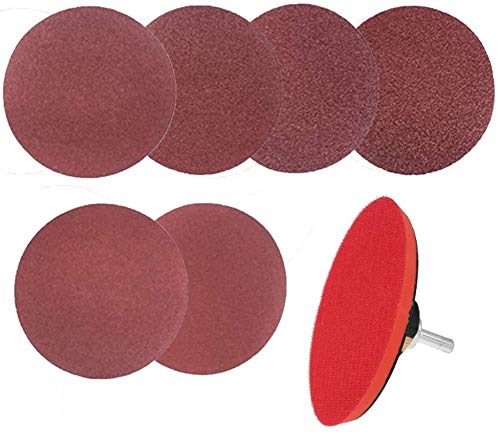 KAHEIGN 62Pcs 5 Sanding Discs Pad Kit, 60Pcs 40/60 /80/120 /180/240 Grits Hook and Loop Sandpaper with Sanding Pad and Shaft for Drill Grinder Rotary Tools (125mm)