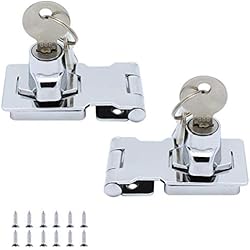 JaneYi (2 Piezas) Cerrojo de Metal 65mm Hebilla del Pestillo de La Puerta con Candado y Llave - Cromado Hardware para Cerrar Cobertizo Puertas Gabinetes Cajas Mueble
