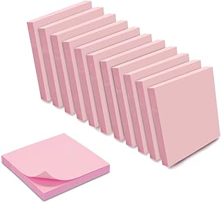 WAYTEX Notes autoadhesivas, reutilizables, color rosa pastel, 12 bloques de 100 hojas, 75 x 75 mm