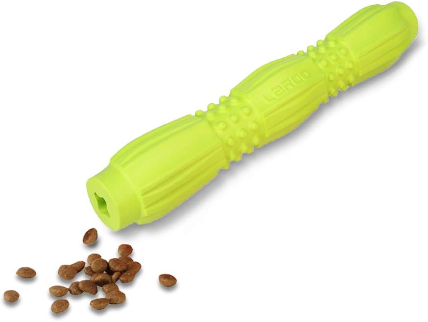 LaRoo Dog Toy, Dog Treat Toy Interactive Toys Bite Resistant Dog Treat Feeder Dispensing Stick for Dogs, Puppy Training, Playing and Chewing (Green)