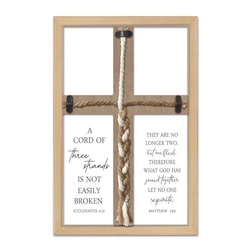 TQianJiang A Cord of Three Strands Décoration murale pour cérémonie de mariage - Panneau tressé avec cadre en bois - 38,1 x 25,4 cm - Ecclésiaste 4:12 et...