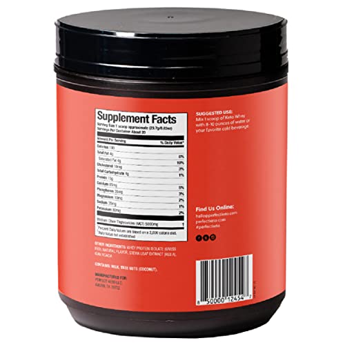 Perfect Keto Pure Whey Protein Powder Isolate Delicious 100% Grass Fed Meal Replacement Shake No Artificials, Gluten Free, Soy Free, Non-Gmo (Vanilla) #TOP1