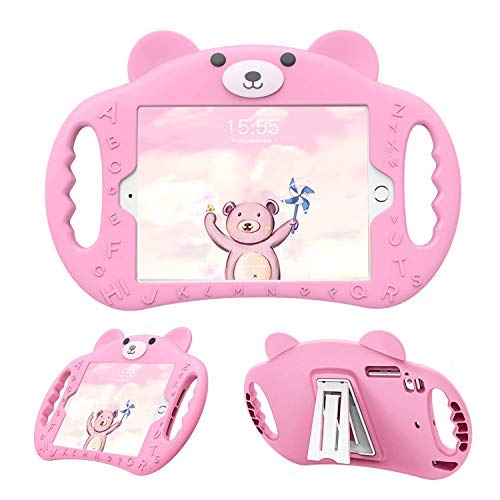 PZOZ iPad Mini Case Kids Shock Proof Handle Stand Cover for Apple 7.9 Inch Mini 1/2/3/4 Generation Tablet ShockProof 1st/2nd/3rd/4th Gen for Boys and Girls Children (Pink)
