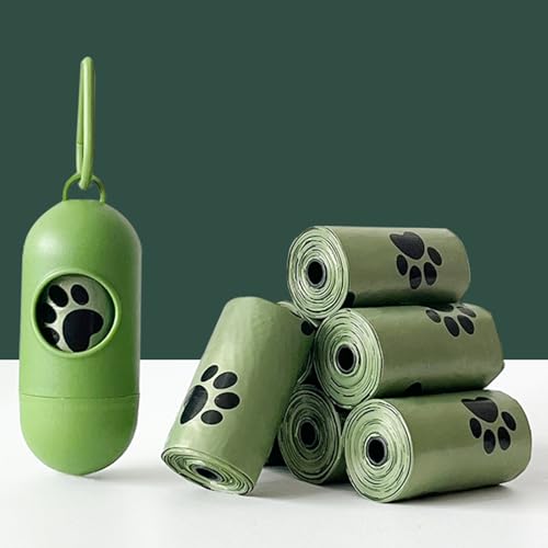 Bolsas biodegradables para residuos de perros con dispensador, 10 rollos x 15 bolsas (150 en total), bolsas ecológicas para caca de mascotas para perro, a prueba de fugas y perfumadas, opciones verde