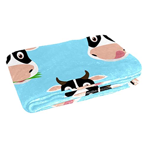 Couverture de vache bleue 150x100 cm douce pour lit - 3