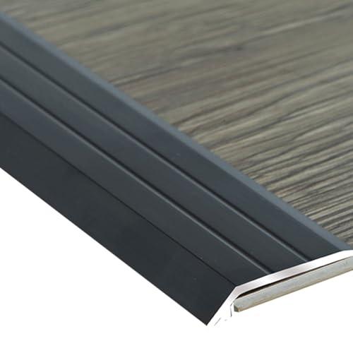 JTPMYFT Perfiles de transición metálicos for Suelos, perfiles de umbral de Aluminio, Aptos for baldosas cerámicas y Suelos con un Espesor de 2 a 5 mm.(Black)