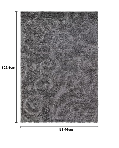 Image of Handwoven Microfibre 3D Rug for Living Room (Grey, 3 X 5 Feet, Microfibre)