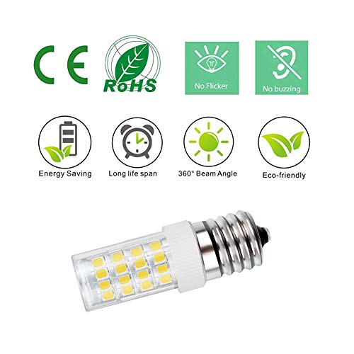 Led Microwave Appliance Light Bulb For Refrigerator Range Hood Over Stove Equivalent 40W Incandescent Bulb E17 Intermediate Screw Base 120V 5W 450Lm Daylight White 6000K Non-Dimmable Pack Of 3 #TOP6