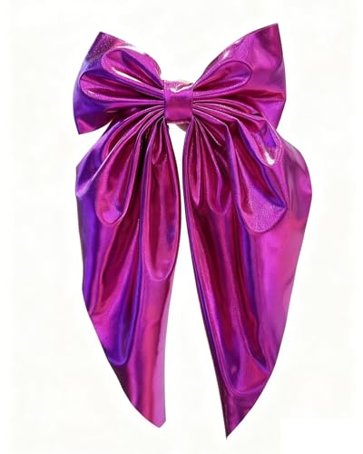 Large Bronzing Bow Clips Girls Big Metallic Mess Hair Clips Bowknot Long Metallic Hair Scarves Bows BBW06 (Rose Red) miniatura 1