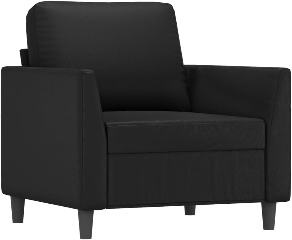 Sofa Chair Black Faux Leather Living Room Furniture