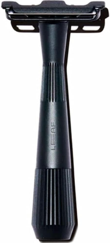 Leaf Twig Razor by Leaf Shave, All-Metal Single Blade Razor for Men & Women, Fixed Head w/Magnetic Load Assist, Includes 5 Stainless Steel Blades - Face Shaving, Lighter Hair, Sensitive Skin - Black
