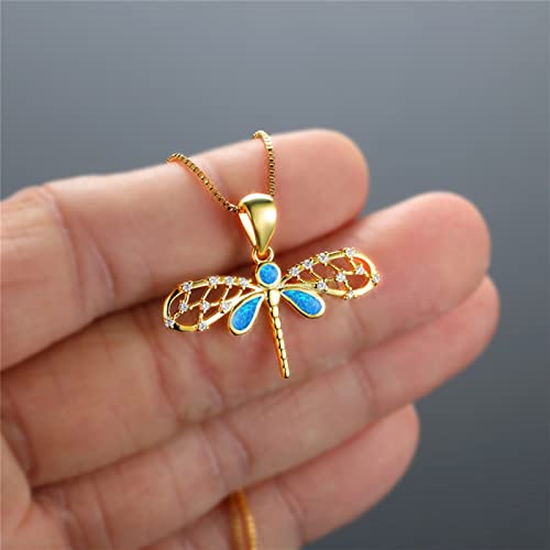 Pendentif rétro libellule bleu blanc pour sublimer un décolleté